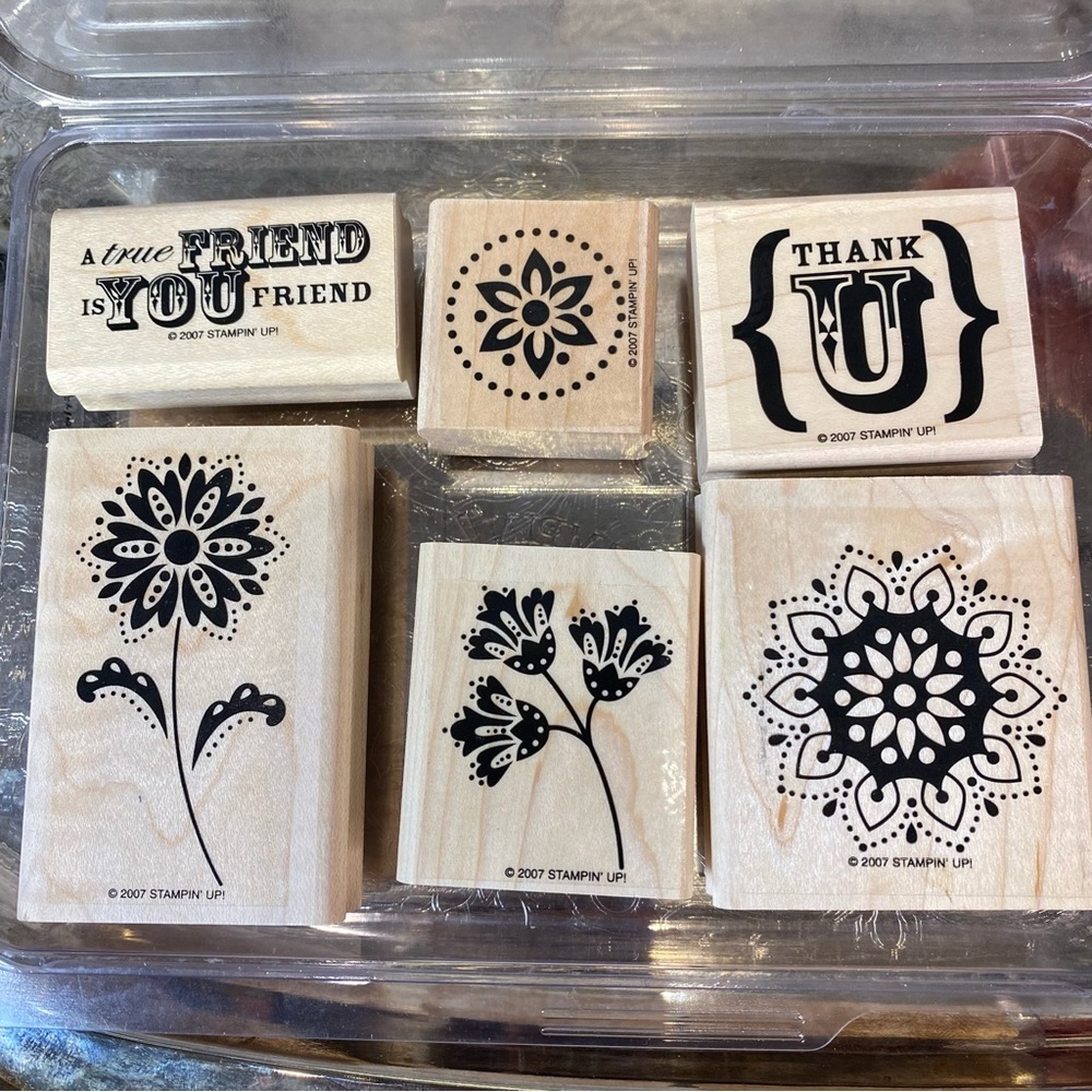 Stampin Up True Friend Wood Mount Stamp Set of 6 2007